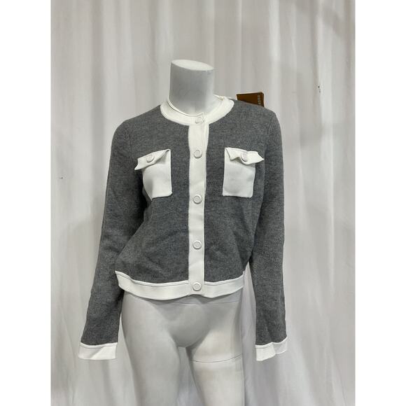Sandro 'Two-Tone' Grey Cardigan Size 3 - NWT - Picture 2 of 5